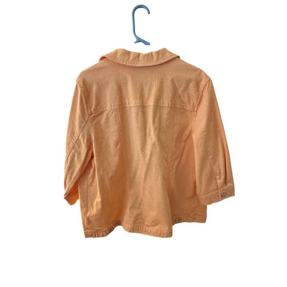 Denim & Co Jean Jacket Peach Leopard Print Size 1x QVC - Picture 2 of 4